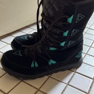 The North Face Black and Teal Boots